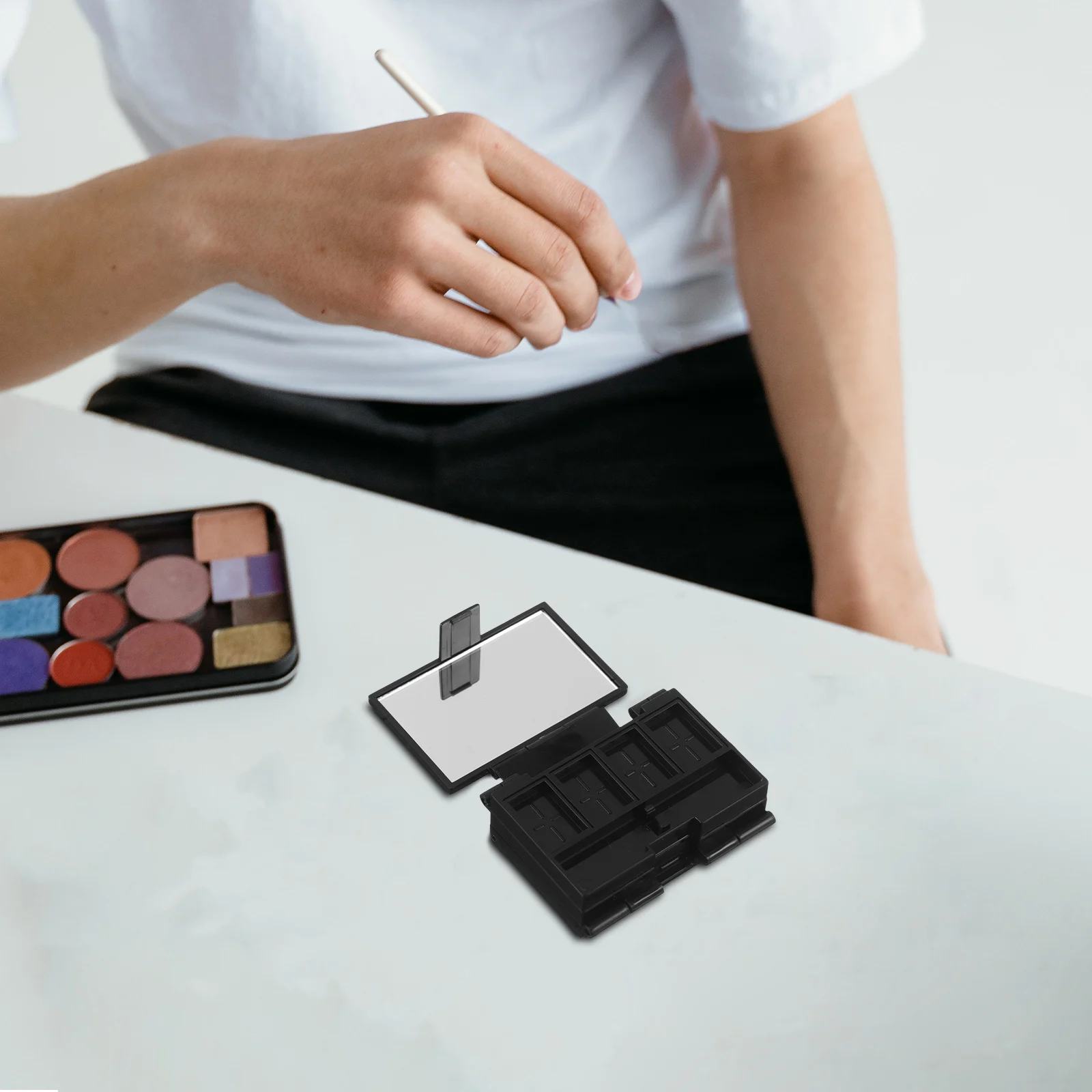 

Folding Makeup Tray Folded Palette Eyeshadow Organiser Empty Abs Bag Small Organizer