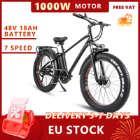 [ Ship Form EU ] CMACEWHEEL KS26 Electric Bike 26 Inch Fat Tire Ebike 48V/18Ah Battery E-MountainBike for Women/Men 7 Speed