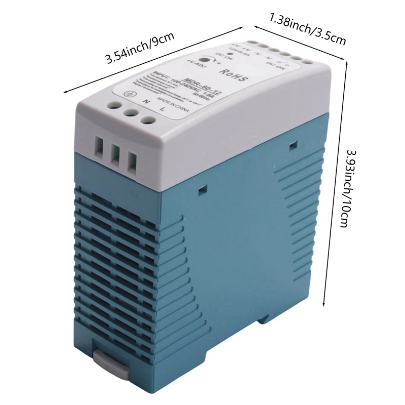 電源AC-DCドライバー電圧レギュレーター,DINレール,4x MDR-60, 12v,60w,110v,220v