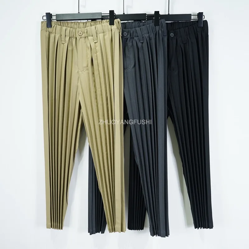 

Miyake плиссированные брюки плиссе мужские 2025 Miyake Wind прямые брюки ручной работы со складками мужские весенне-осенние свободные повседневные брюки