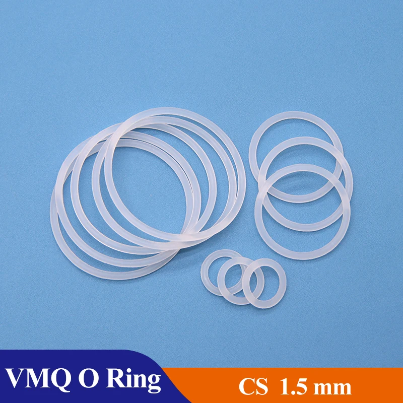 

10/50Pcs White Food Grade Silicone O Ring Gasket CS 1.5mm OD 5 ~ 80mm Waterproof Washer Round O Shape VMQ O Ring Silicone Ring