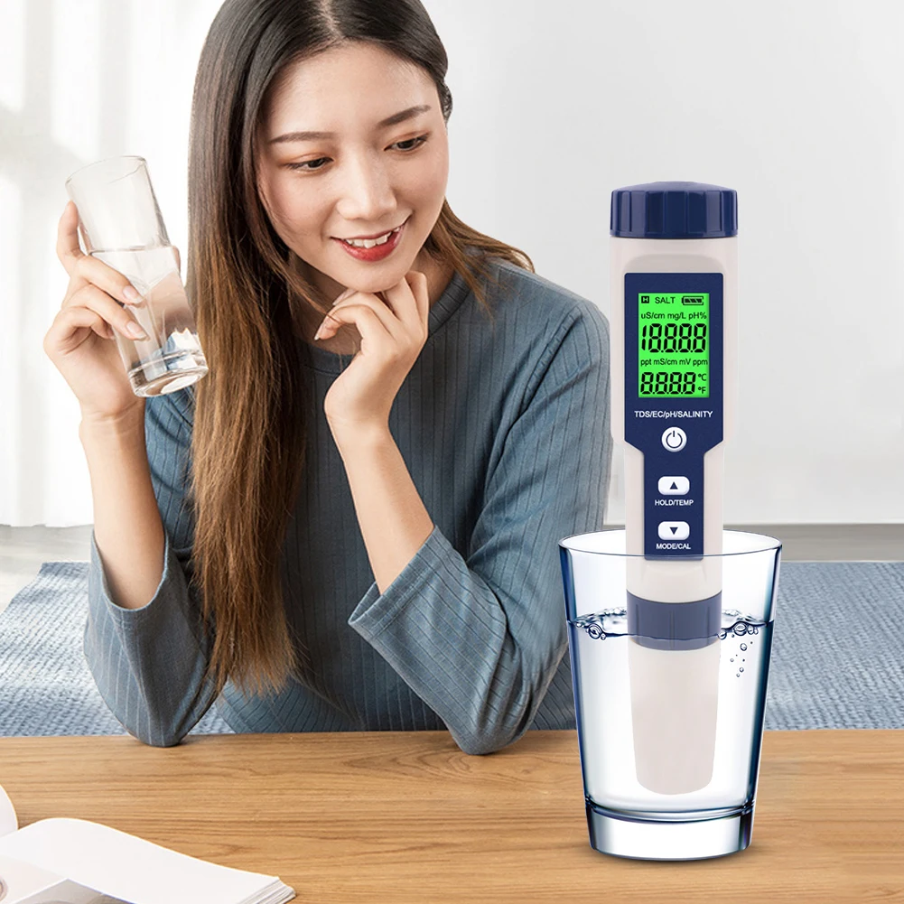 5 في 1 جهاز اختبار المياه رصد الرقمية TDS/EC/PH/الملوحة/مقياس الحرارة المحمولة القلم كاشف جودة المياه لحمامات السمك #5