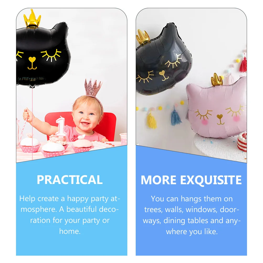 

3Pcs Crown Kitten Balloons Lovely Parties Birthday Decorations Home Ornaments Cat Themed Party Balloons