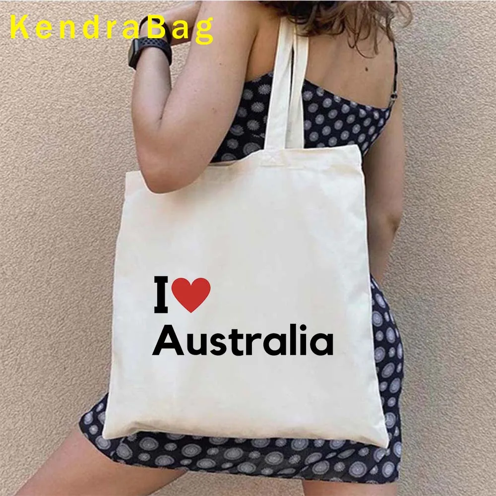 Australia Country Map Flag Sydney Skyline Cute Kangaroo Koala Australian Travel Gifts Canvas Shoulder Totes Bags Cotton Handbags