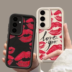 Red Lips Print TPU Phone Case For Samsung Galaxy A56 A16 A55 A54 A15 A25 A53 5G S25 Edge S25 S24 S23 S22 Ultra Plus S24 FE Cover