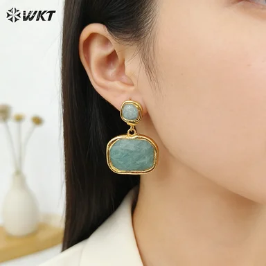 WKT-E753 WKT 2026 Retro Style Amazonite Stone NEW Sale Jewelry For Women Amazing Design Lady Gift Women Popular