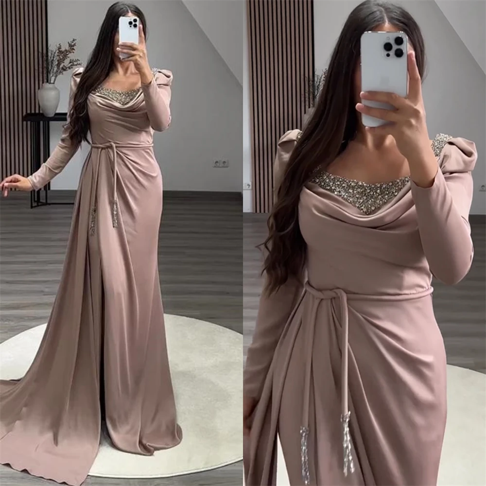 Customized Prom Dresses sparkle	 Jewel Sheath Celebrity  Sequin Fold S Occasion Evening Gown  vestidos de nocheفساتين مناسبة حسب