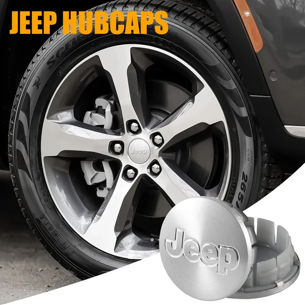 

4Pcs 55/64mm Car Wheel Rim Hub Center Cover Logo Emblem Cap for Jeep Renegade Wrangler JK JL Grand Cherokee Compass Gladiator
