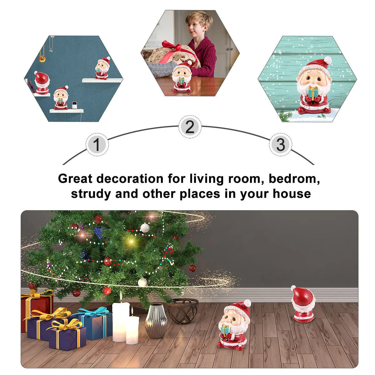 2Pcs Santa Claus Resin Christmas Ornaments Mini Decorative Micro Landscape Accessories Desktop Bonsai Decor Eco Friendly Resin