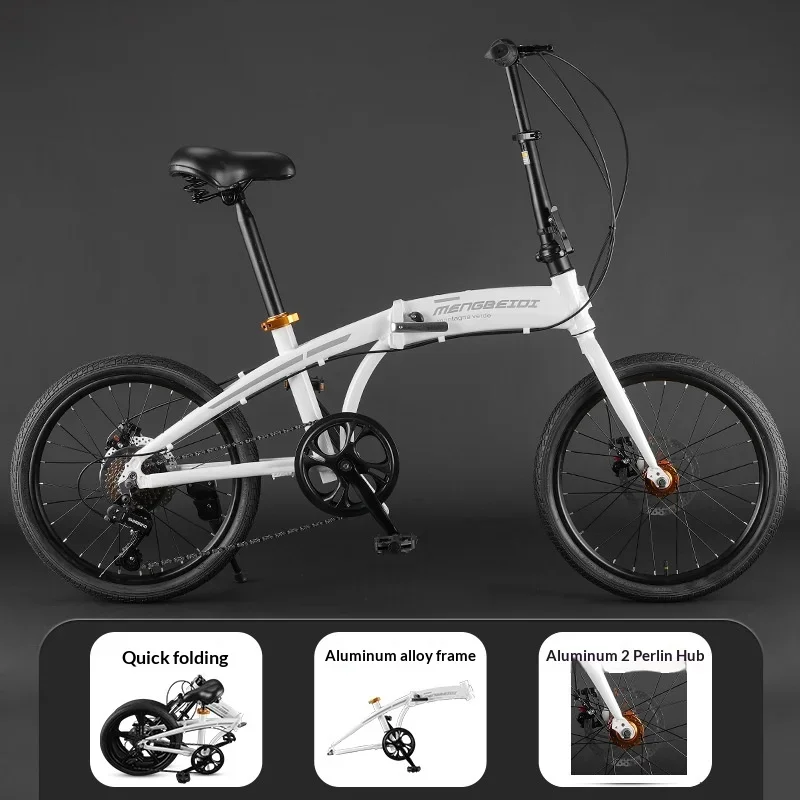 Lightweight & Portable Commuter Shock Absorbing Small Wheel Bicycle Students Bicycle Adult Unisex Aluminum Folding Bike