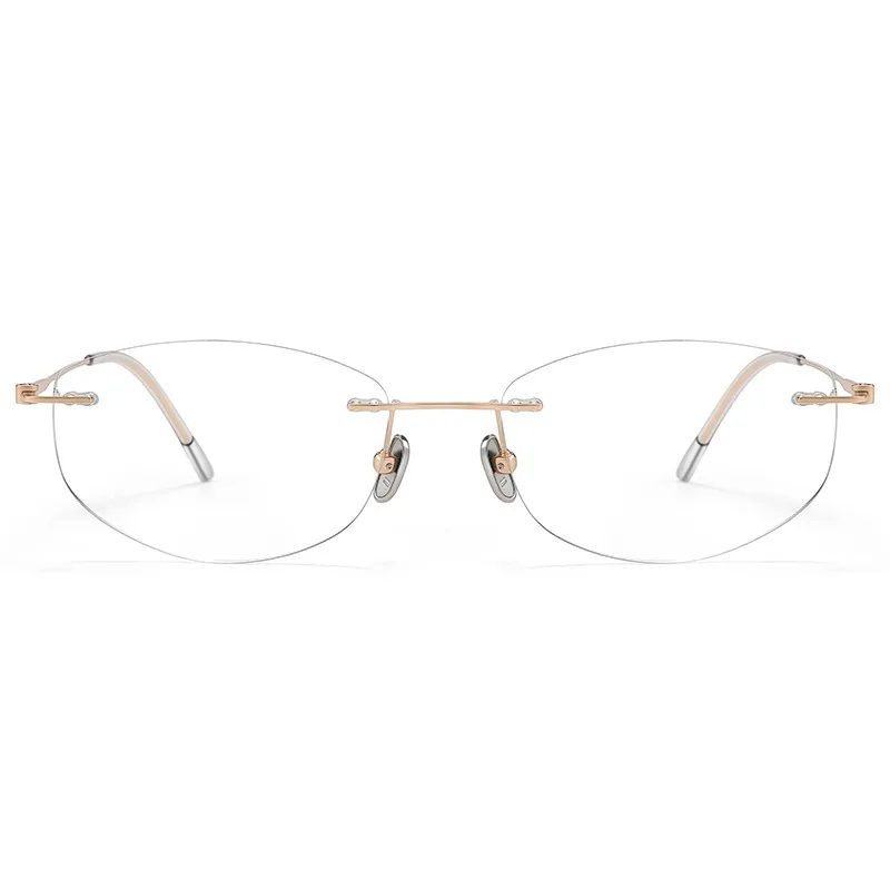 Pure titanium frameless prescription glasses for women, ultra light frameless myopia glasses, customized anti blue light glasses