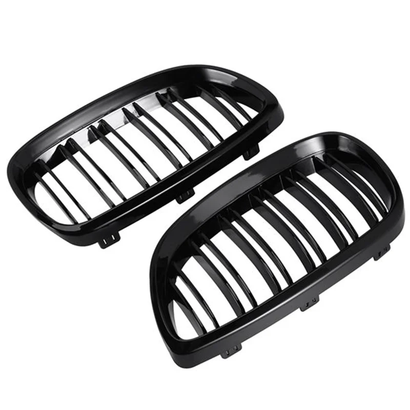 

Front Bumper Kidney Twin Fins Sport Grill Grille 2Pcs Set For BMW 3 Series E92 E93 M3 Two Doors 2006-2009(Bright Black)