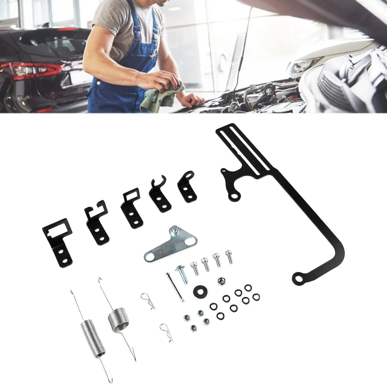 Throttle Cable Mount Durable Aluminum Alloy Bracket Complete Carburetor Kit for 700R4 Transmission Vehicles