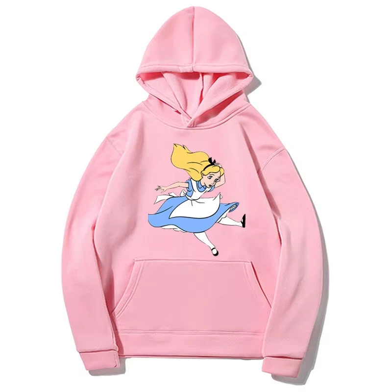 Disney-Sweat à capuche Alice au pays des merveilles pour femme, pull à col rond, haut PVD, streetwear Harajuku adt, automne, pri