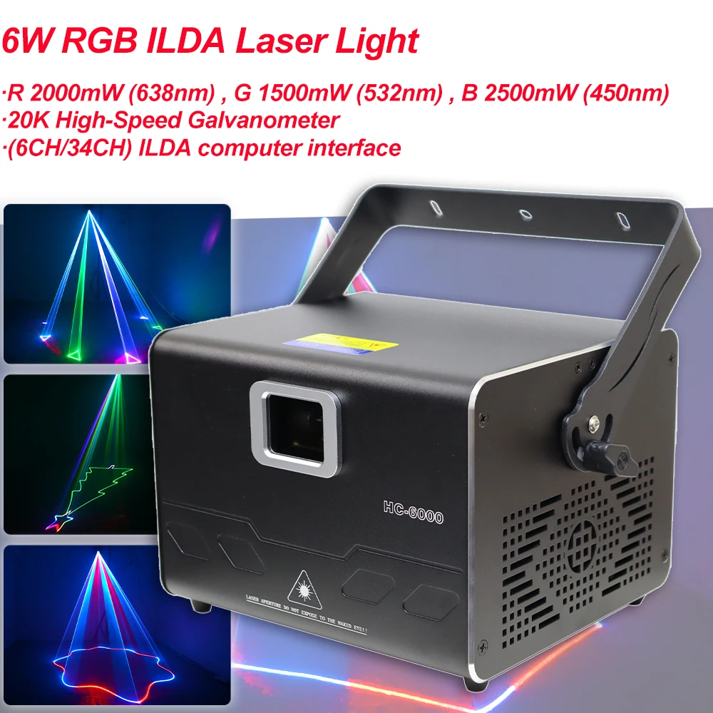 20Kpps ILDA 6W RGB Animation Beam Scanner Laser Light Projector DJ Disco Bar Club Party Dance Wedding Xmas Effect Show Lamp