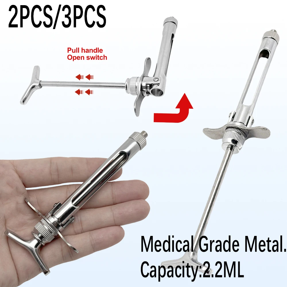 حقنة أسنان من الفولاذ المقاوم للصدأ 2.2 مل مع موزع كمي لأداة دقيقة للجرعات الطبية والأسنان للدينتي