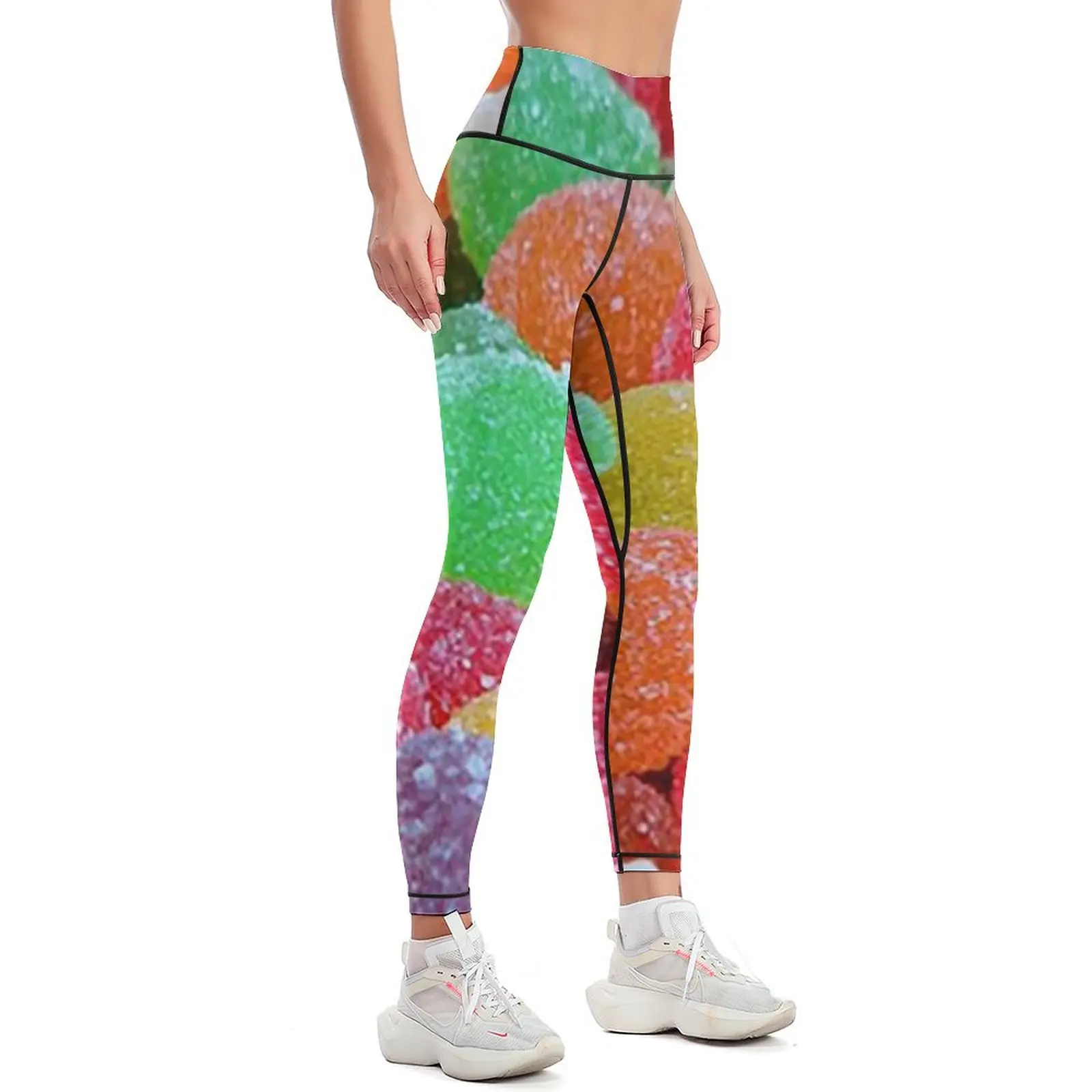 Leggings coloridas para meninas, calças esportivas, cor doce