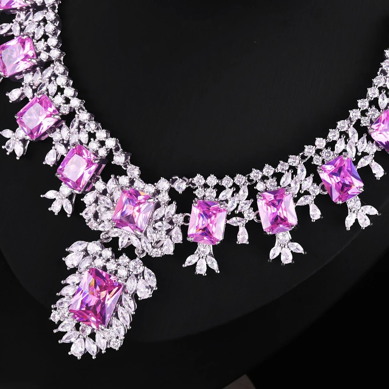 2025 Hot high-quality seiko cut powder high carbon stone necklace, bridal wedding luxury jewelry, factory direct sales