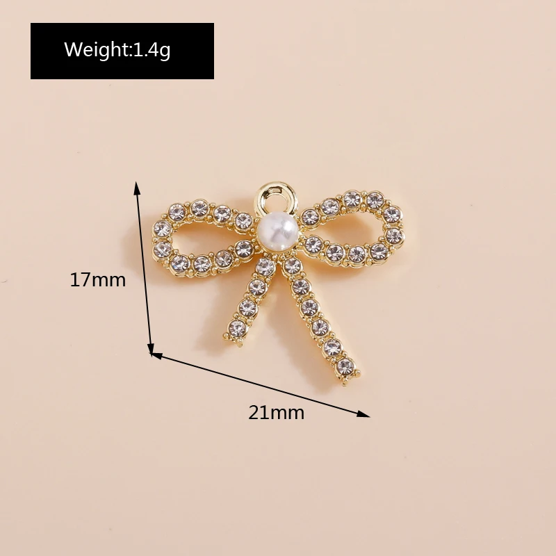 Leslie 4 stücke exquisite Kristall perle runde Hase Schmetterling Bowknot Charms für Ohrringe Halskette Armband DIY Schmuck Zubehör – Detail 15