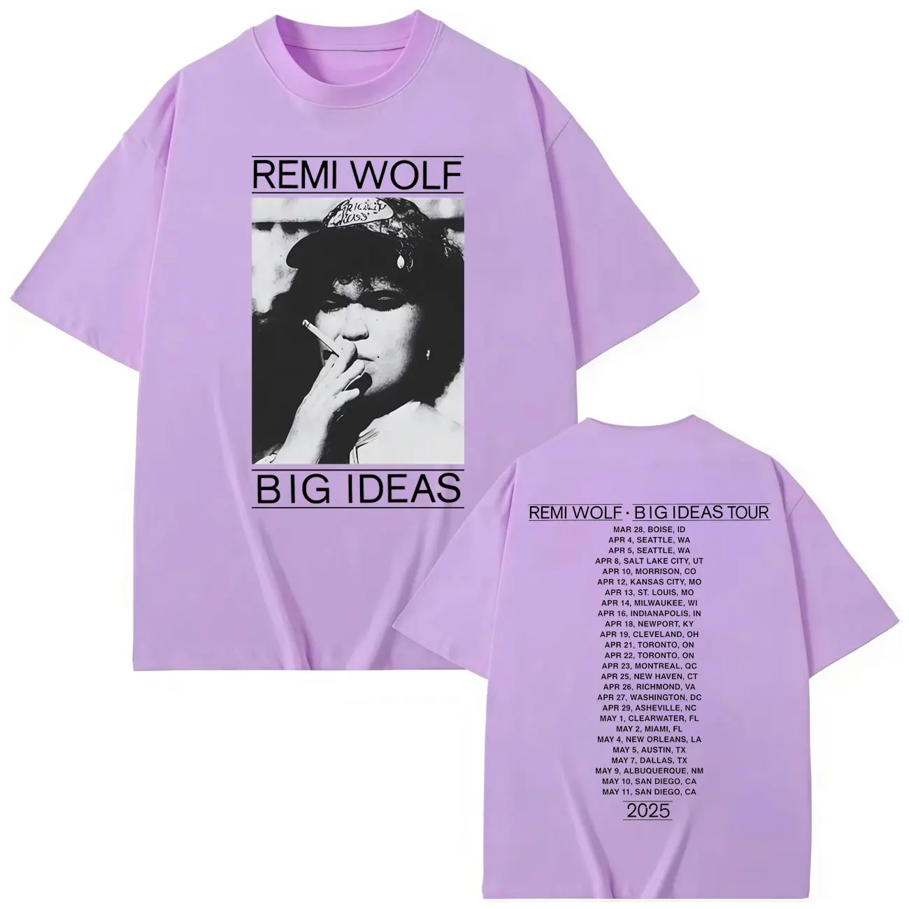 المغني ريمي وولف أفكار كبيرة جولة 2025 ميرش تي شيرت موضة خمر تي شيرتات قصيرة الاكمام الرجال النساء عادية فضفاض القطن تي شيرت