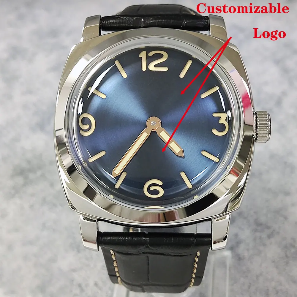 46 มม.นาฬิกาผู้ชาย ST3600 กลไกแบบแมนนวล,ปรับแต่งสัญลักษณ์กระจกแร่ ST3600 นาฬิกาผู้ชายวินเทจ