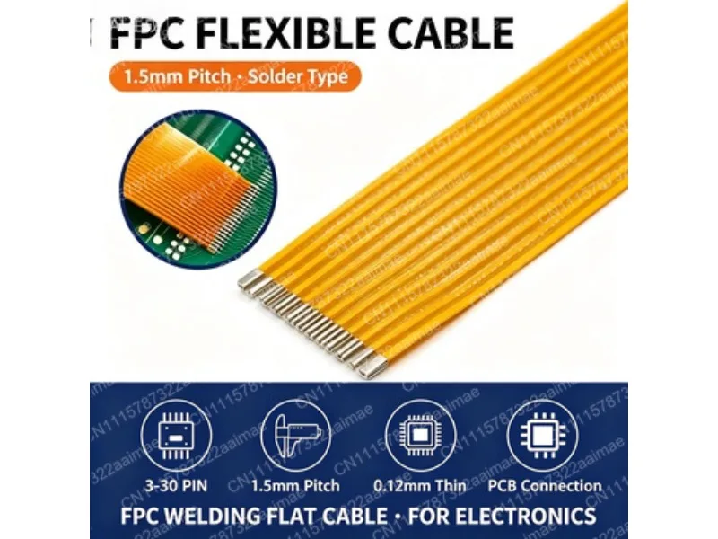 5PCS FPC Welding Cable 1.5mm Pitch 3-30Pin 50-500mm Flexible Flat Cable for Electronic Soldering Connection