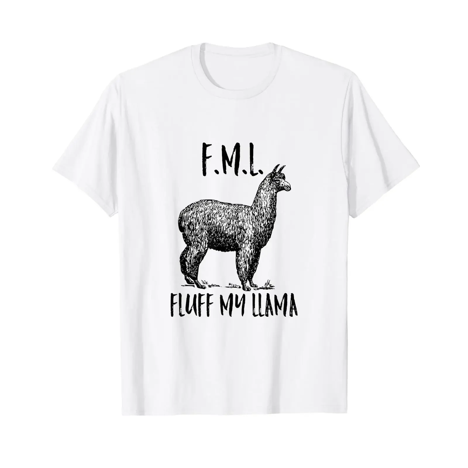 Funny Llama T Shirt Fluff My vintage Washed Stylish Stretched Top For Everyday Wear Unisex homme designer clothes streetwear
