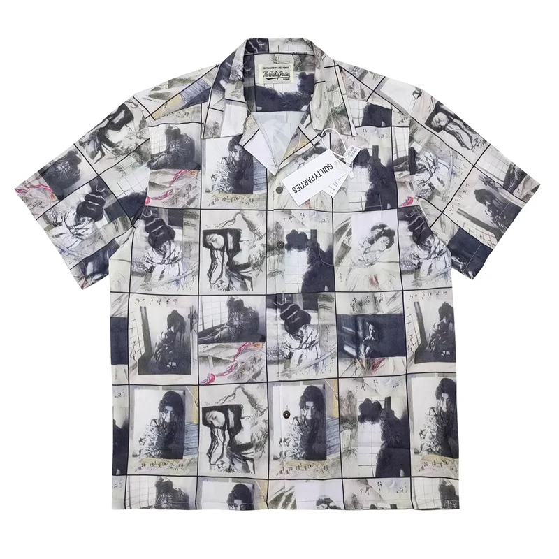 WACKO MARIA-Camisa manga curta para homens e mulheres, streetwear vintage, estampa na moda, alta qualidade, Hawaii, Brand