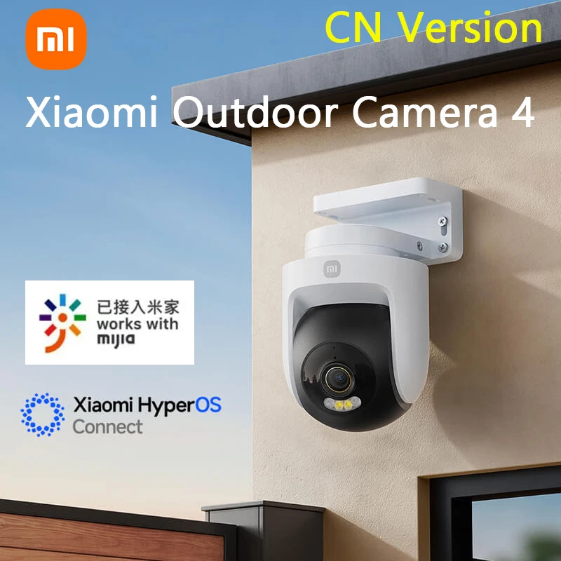 

Уличная камера Xiaomi 4 Smart 8MP 4K HDR WiFi 6 AI Обнаружение гуманоидов Ночное видение Двусторонний голосовой вызов Работа для Mi Home APP CN