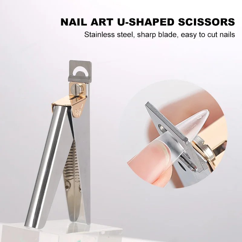 Nail Art Clipper Metall Nagelspitzen Trimmer Clipper UV Gel Falscher Nagelschneider Schere U Wort Kantenschneider Nail Art Maniküre Werkzeuge