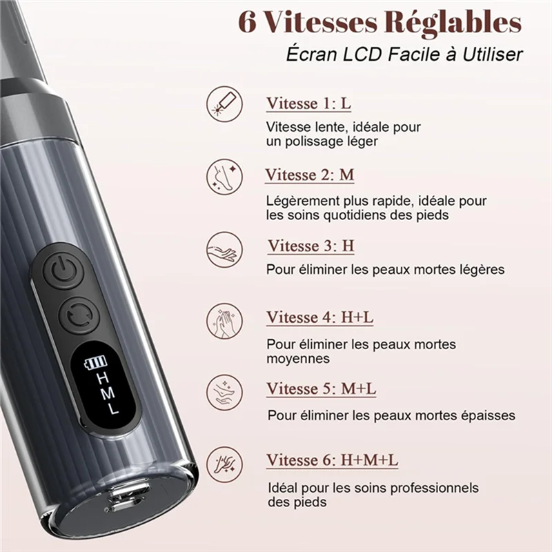 مزيل مسامير القدم الكهربائية اللاسلكي 6 سرعات Charing Dock Filer Kit للنساء والرجال