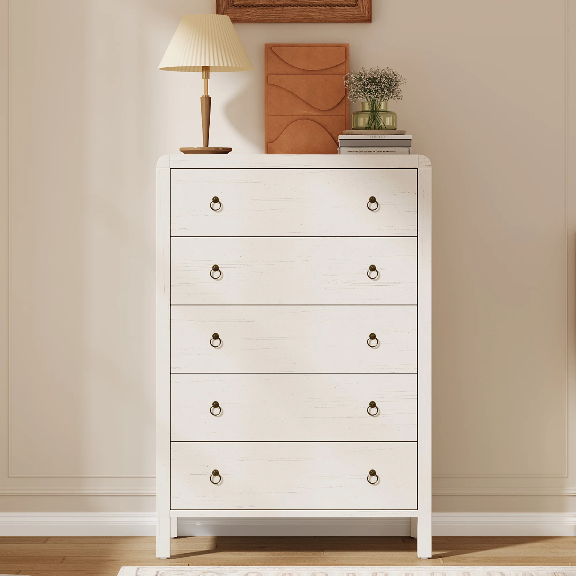 Multi-Functional Modern Dresser – 5 Drawer Chest for Bedroom, Living Room, Nursery, or Entryway – Tall Wood Storage Cabinet – Spacious Home Organization