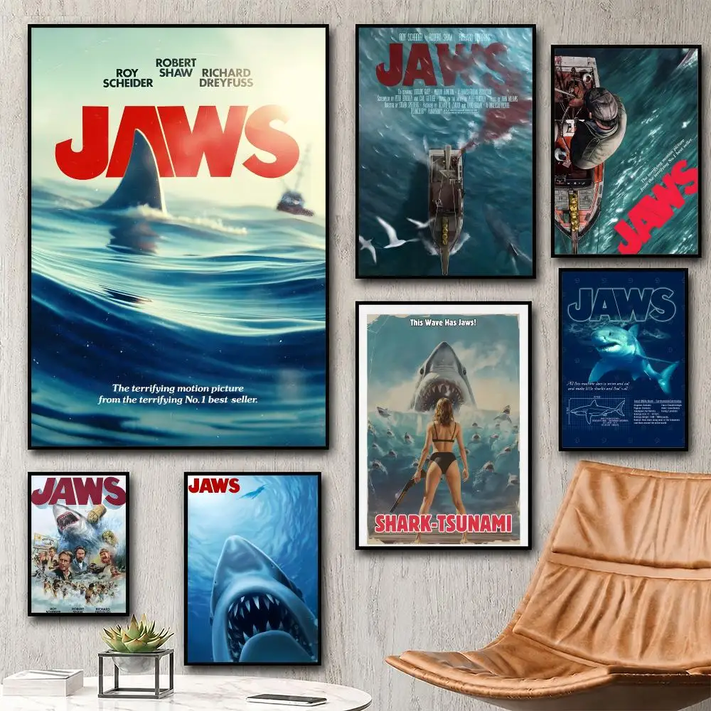 Classic Movie Jaws Poster HD Waterproof Self-Adhesive Wall Art - Versatile Decor for Any Space | Perfect Gift Idea
