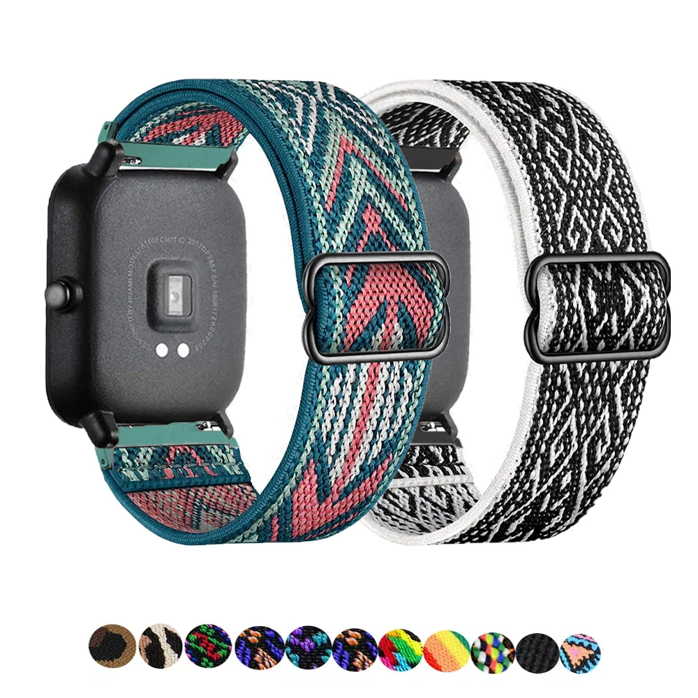 20mm/22mm band For Amazfit GTS/2/2e/3/GTS2 Mini/GTR/3/Pro/GTR2/47mm/42mm/stratos Nylon Elastic correa Bracelet Amazfit bip strap