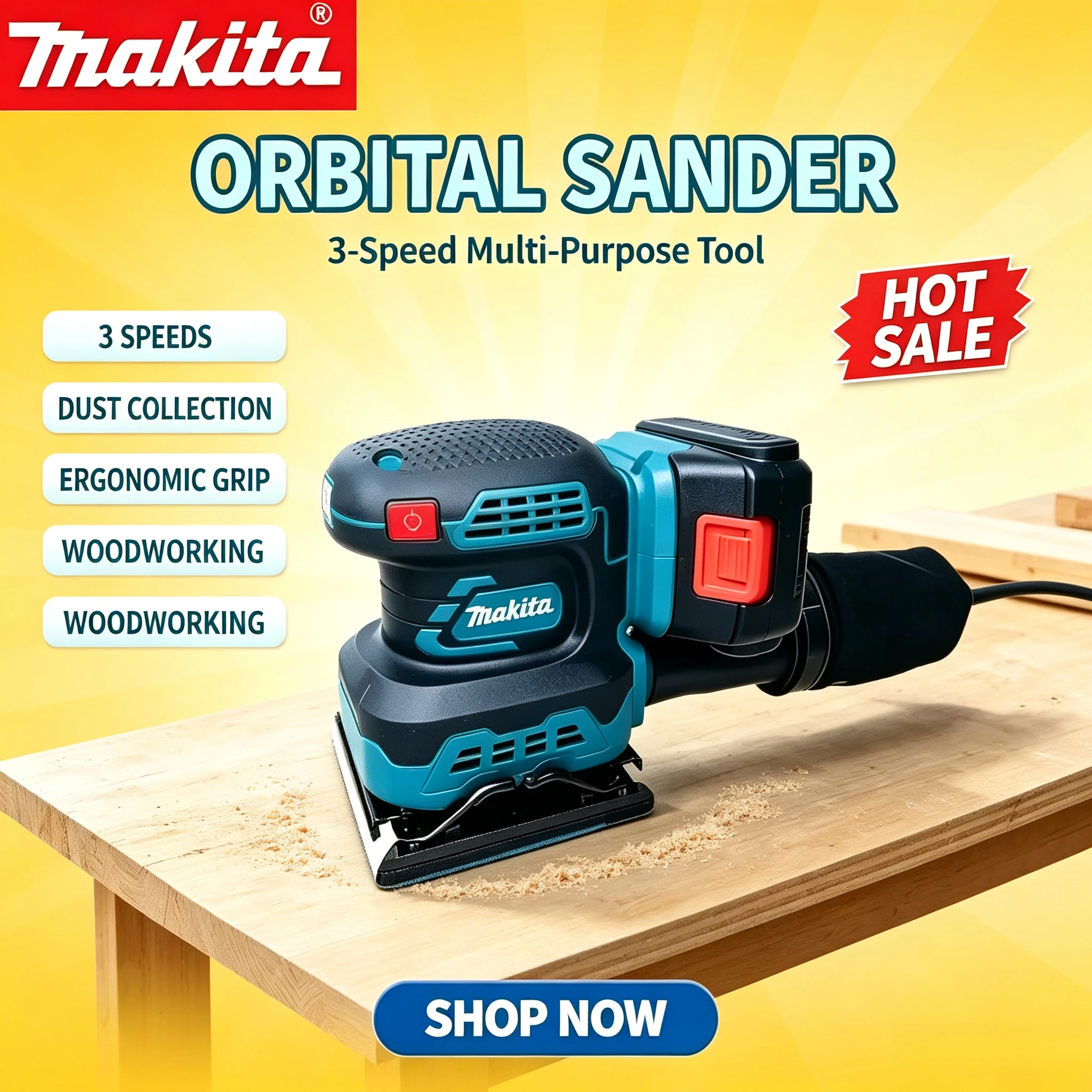 Makita Brushless Sand Machine Lithium 125mm/5'' Random Orbital Sander Cordless Brushless Wood Polishing Sander Variable Speed