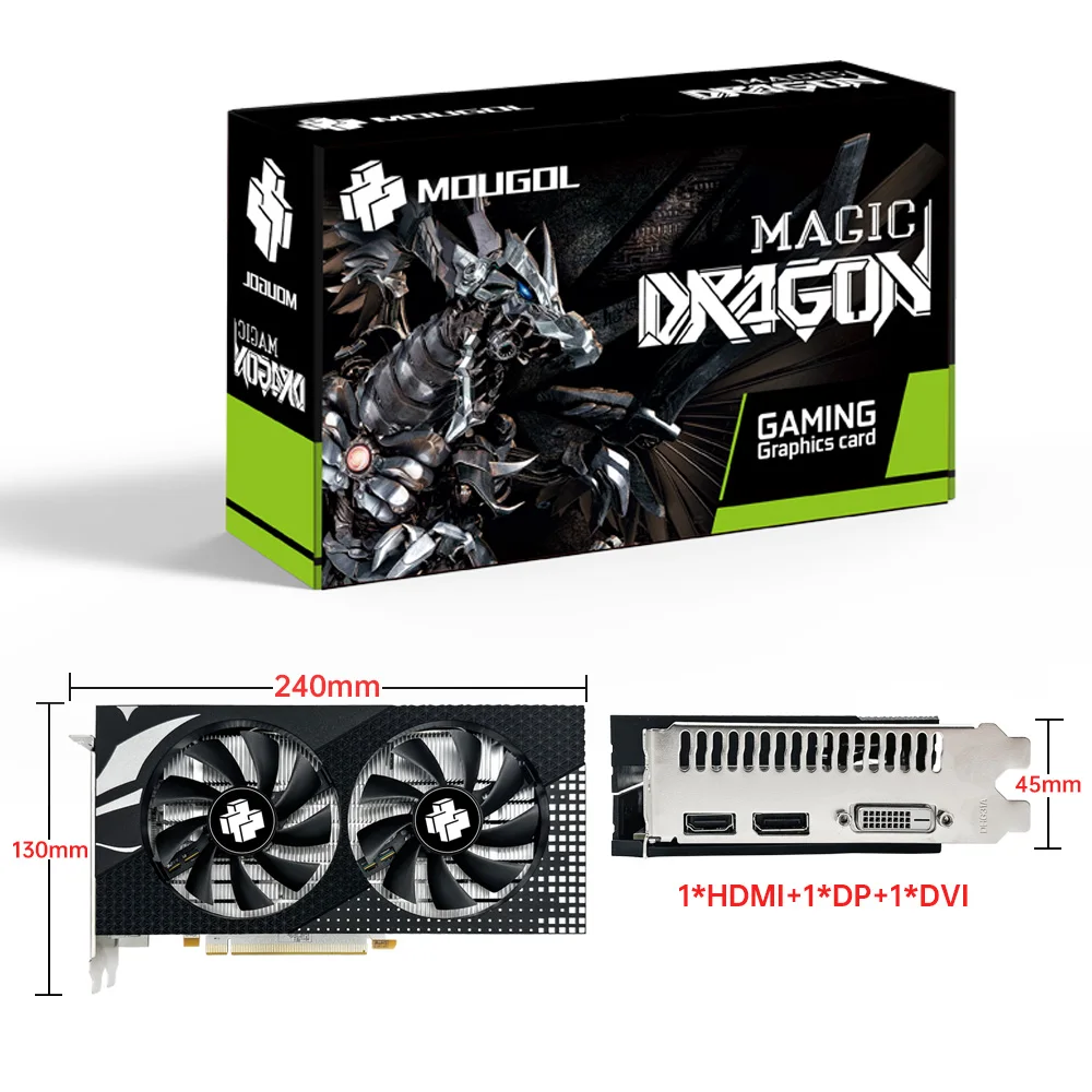 Видеокарта MOUGOL AMD Radeon RX580 8G GDDR5, игровая видеокарта PCIE3.0x16 HDMI-совместимая с DVI для настольного компьютера