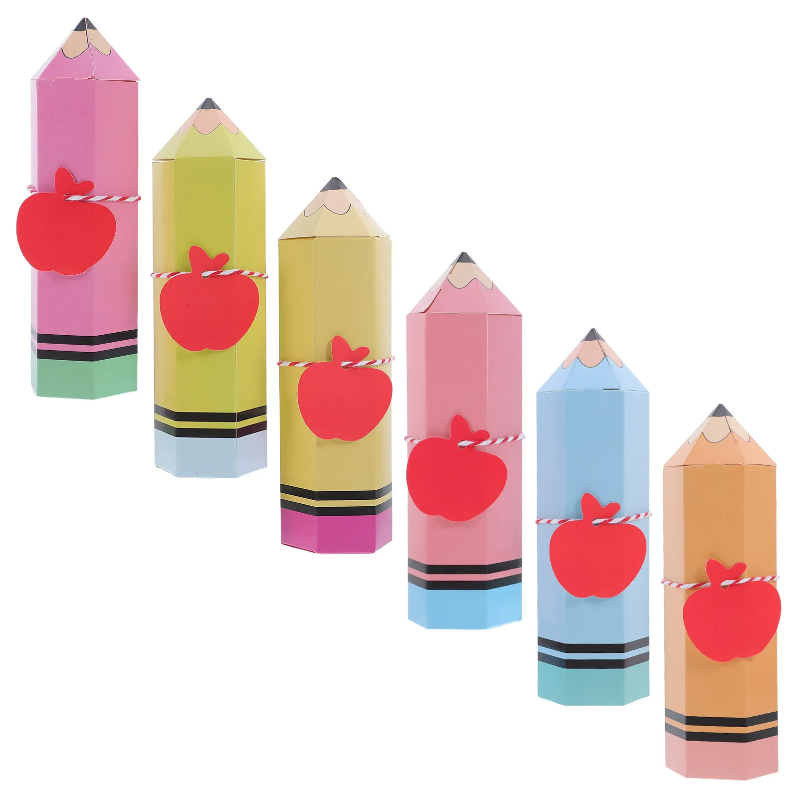 

12Sets Pencil Shaped Box Back to School Candy Container Paper Treat Box for Classroom Party Supplies First Day of School