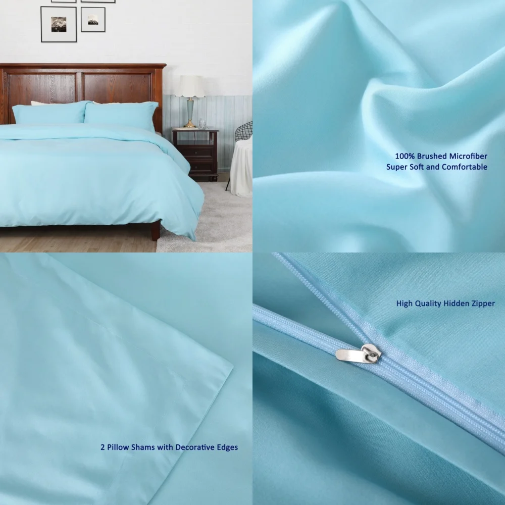 

Duvet Cover3 Piece Queen Duvet Cover Set with 2 Pillowcases Soft Comforter Bedding Set Blue Home Textile Luxury Bedroom Decor