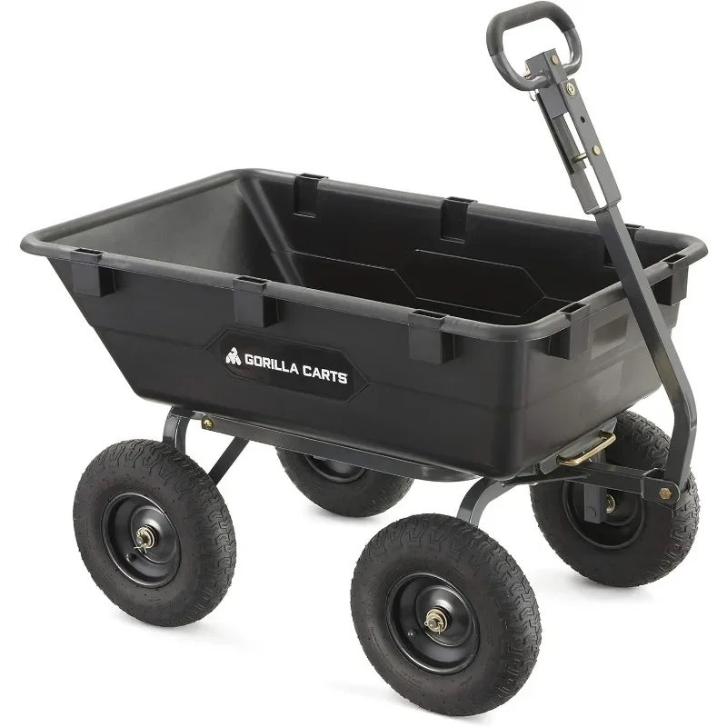 

Garden Dump Cart with Easy to Assemble Steel Frame, Camping Wagon with Quick Release Dumping System,1200lb Capacity and 13 Tires