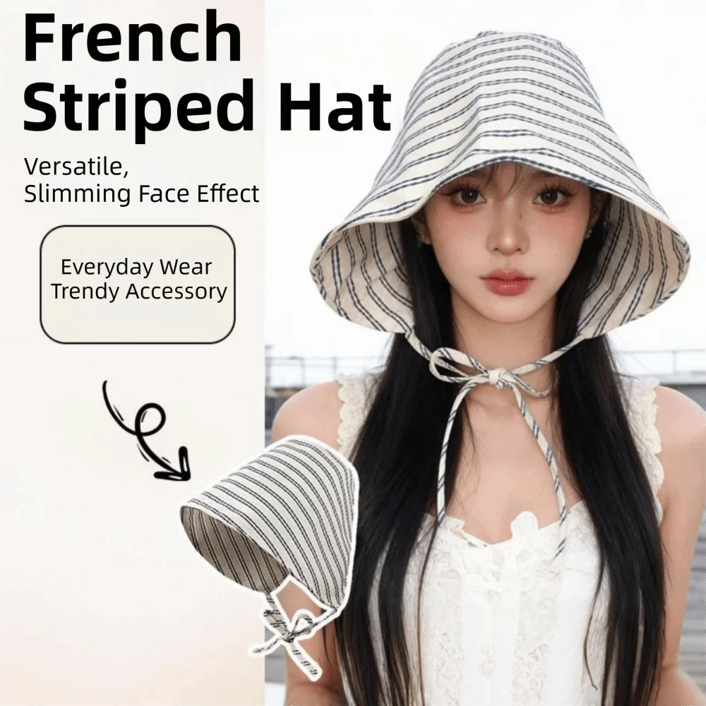 

Face Slimming Large Brim Sun Protection Hat Wide Brim UV Resistant Bucket Hat with String Lightweight Sun Cap Summer