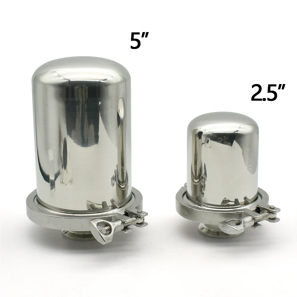 Respirador Sanitário em 304 Filtro Feito de Aço Inoxidável 304 Adequado para Pipeline Diâmetro Exterior de 50.5 mm e 64 mm Tri Clamp 2.5 in in Aço Inoxidável