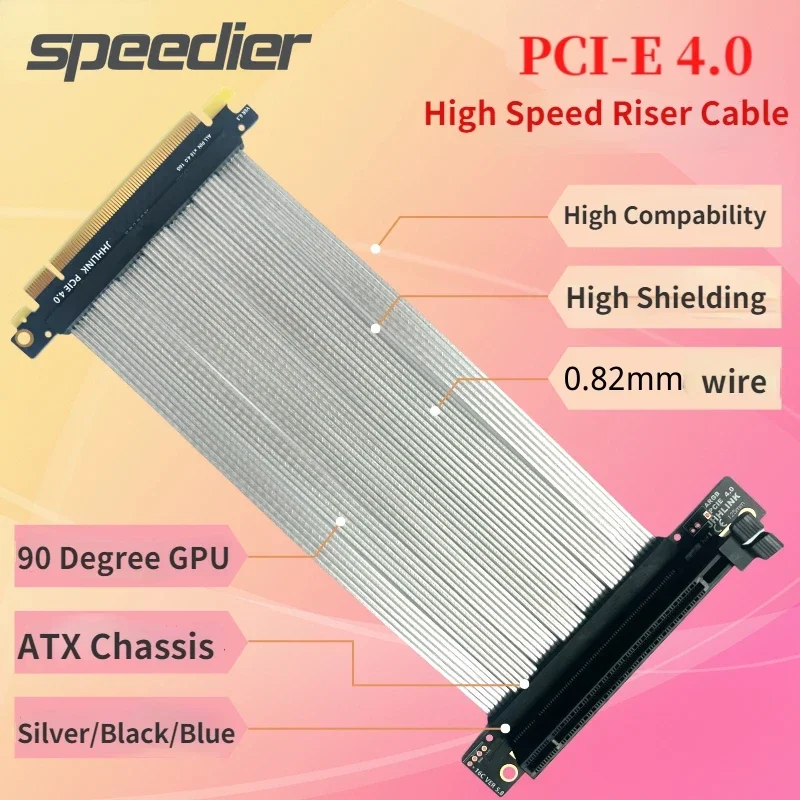 

High-End Super Speed RTX GTX Graphics Cards Riser Cable PCI Express Ports Gen4 GPU Expansion PCIE 4.0 X16 Right-Angle Connectors