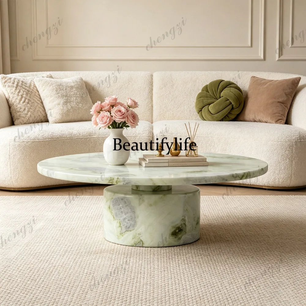

Light luxury high-grade natural marble round coffee table living room coffee table designer tea table