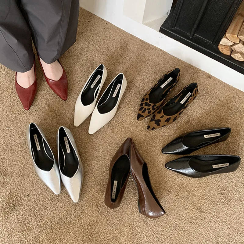 

Bailamos, осенние женские туфли на плоской подошве, модные туфли без шнуровки с острым носком, мягкие уличные модельные туфли на низком каблуке