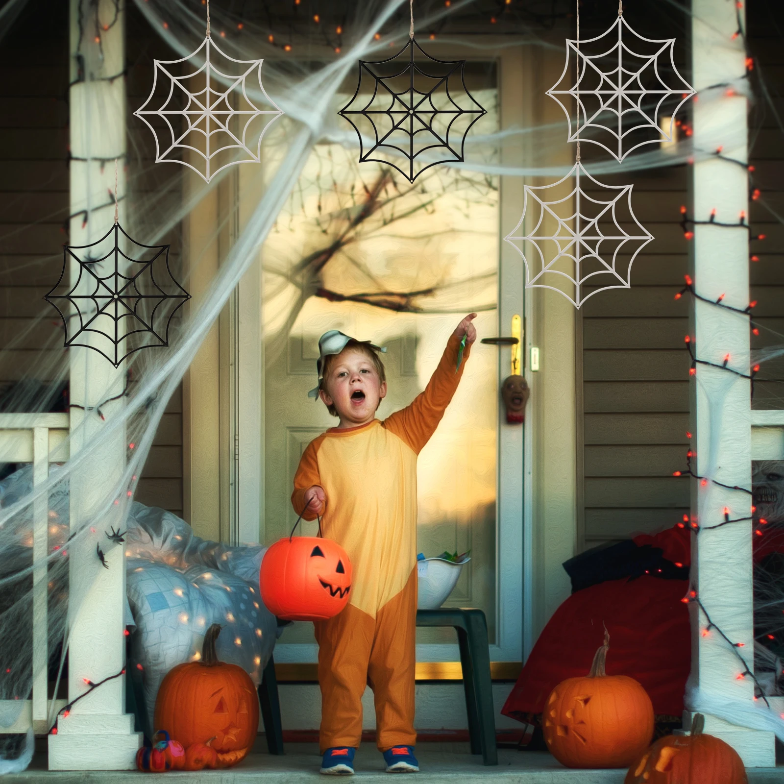 

12pcs Halloween Spider Webs Fun Decorative Cobwebs Realistic Party Decor Prank Stage Supplies Lightweight Safe For Kids