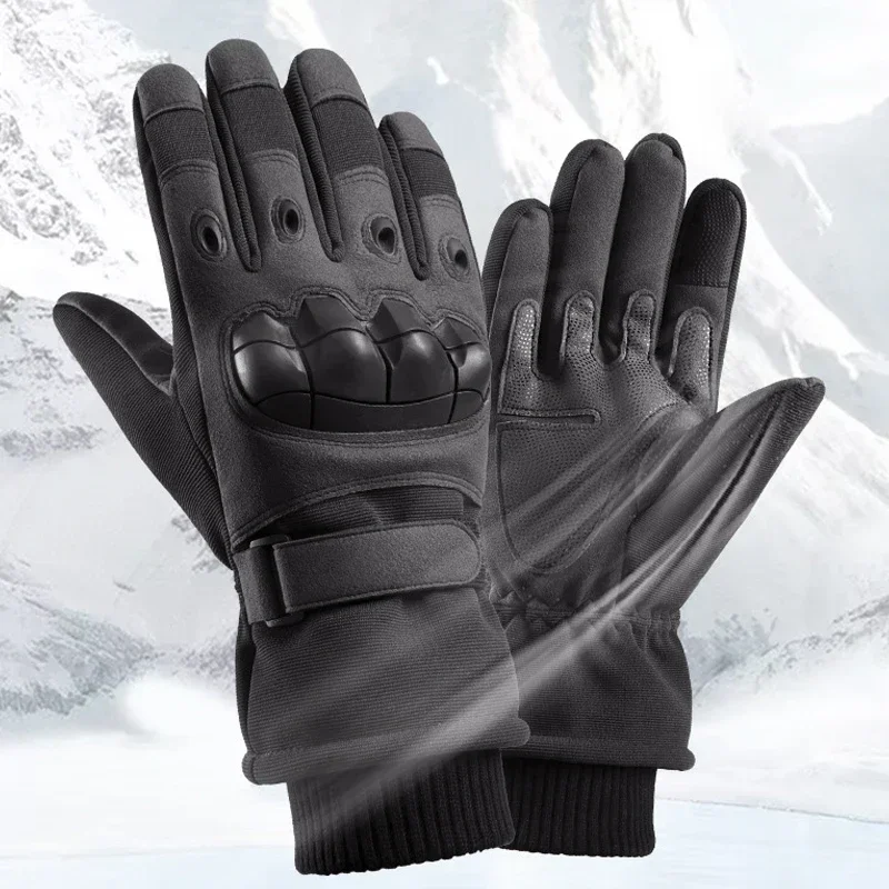 Winter Cycling Gloves for Men Women Fleece Field Thermal Gloves Outdoor Skiing Gloves Tactical Training Touch Screen Army Gloves