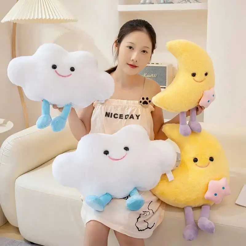 

Soft Moon And Cloud Pillow Cute Moon Plush Pillow Creative Cloud Pillow Cushion Sleep Companion Pillow Home Decor ﻿