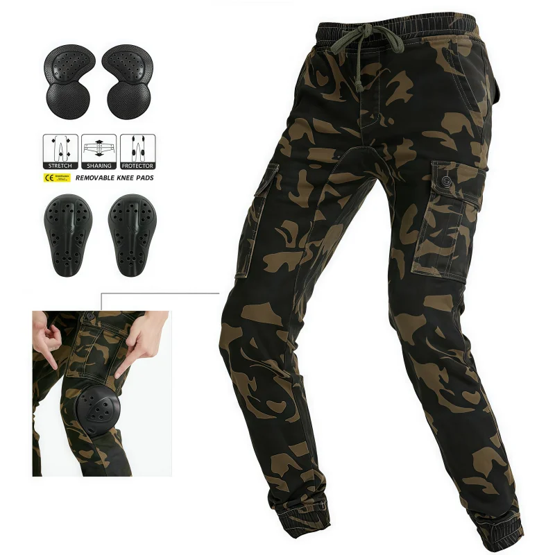 

Motorcycle Riding Pants Casual Anti-Fall Trousers Motorcycle Workwear Multi-Pocket Cuffed Upgraded Protection Biker Gear