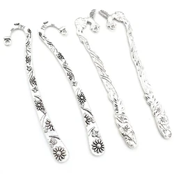 5pcs Vintage DIY Bookmark Charms Flower Antique Silver Plated Zinc Alloy Charms Pendant for Bookmarks Metal Jewelry Accessories