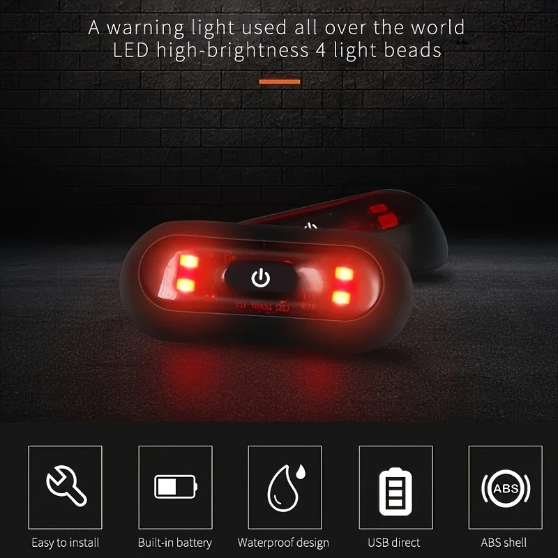 1 Helmet LED Taillight Mini USB Rechargeable Flashlight Bicycle Helmet Light 5